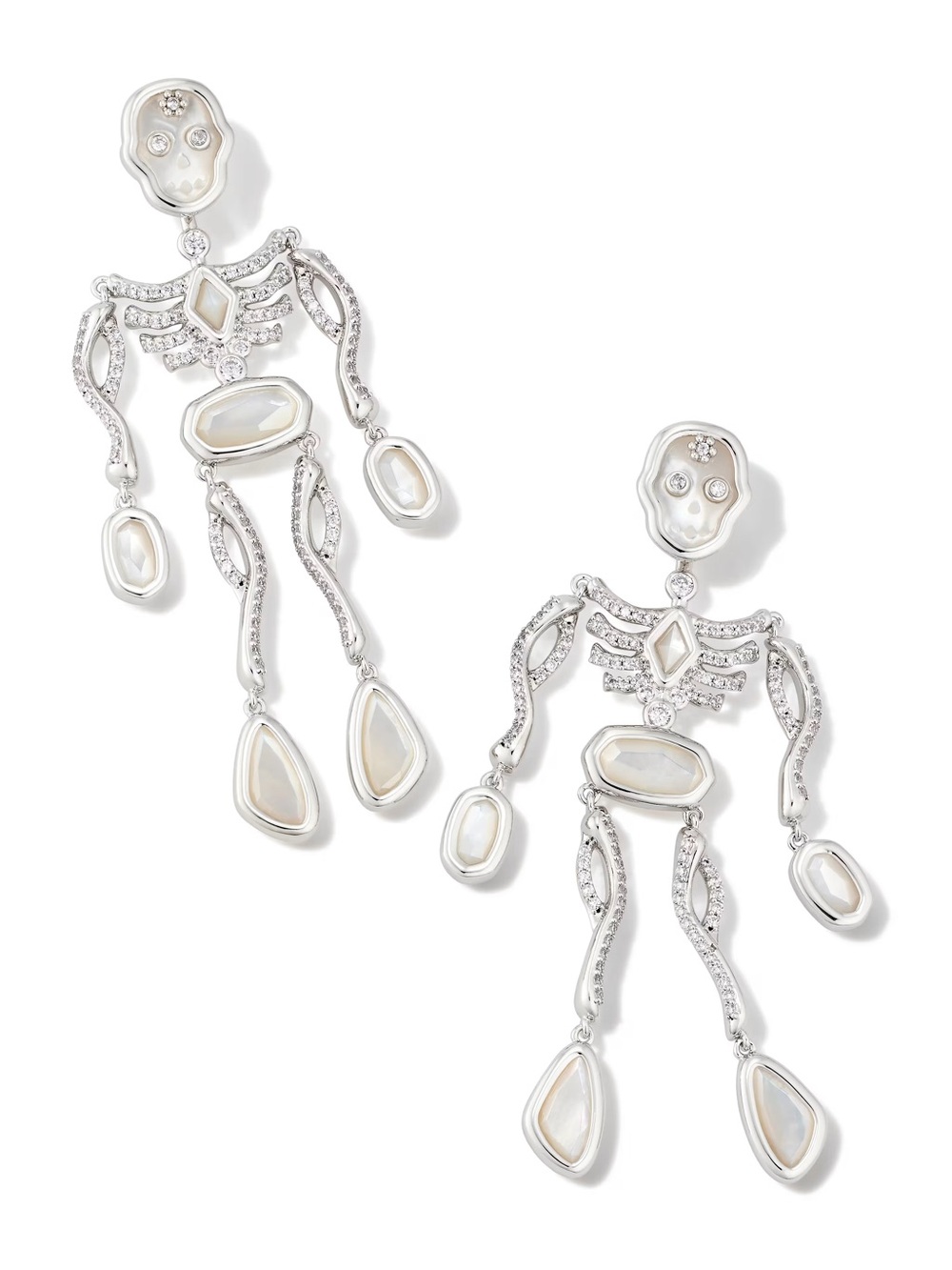 Kendra Scott Skeleton Convertible Statement Earrings in Ivory Mother-of-Pearl